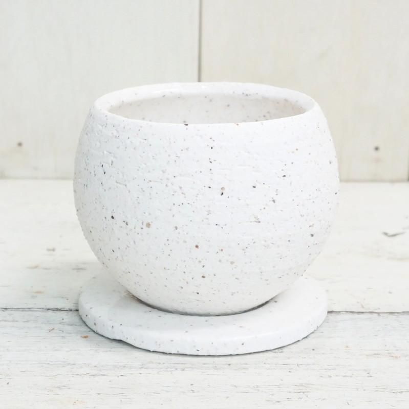 植木鉢 おしゃれ 陶器鉢 イオニアボウルS (B/W)＜ 10cm 3号 穴