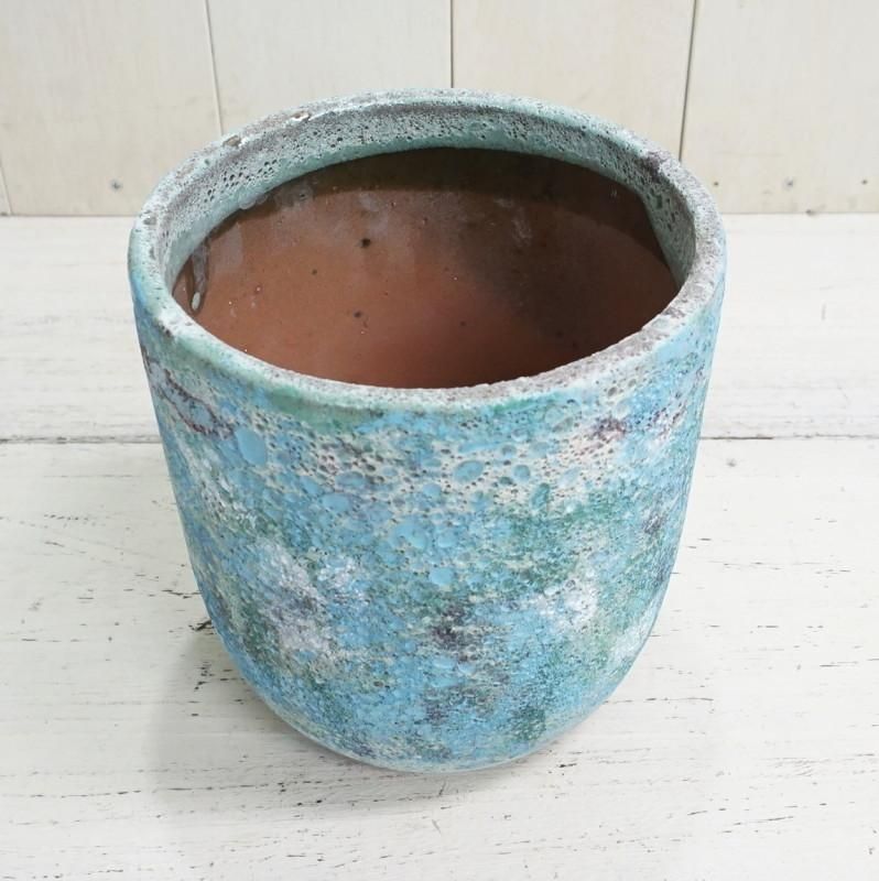 植木鉢 おしゃれ アンティーク 陶器鉢 IS101M 18cm 6号 ブルー 植木鉢 おしゃれ アンティーク 陶器鉢 IS101M 18cm 6号 ブルー