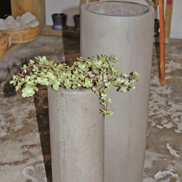 植木鉢 おしゃれ セメント Gh032 L cm 6号 底穴なし グレー 縦長 鉢カバー コンクリート プランター 鉢 室内 観葉植物