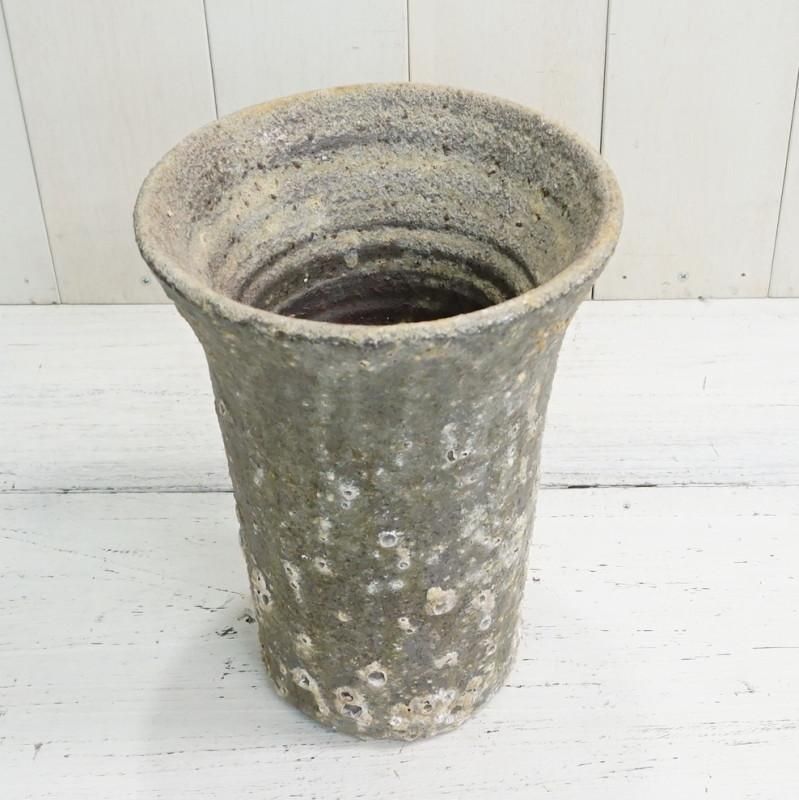 植木鉢 おしゃれ アンティーク 陶器鉢 22cm 7号 カーキ 深鉢 縦長