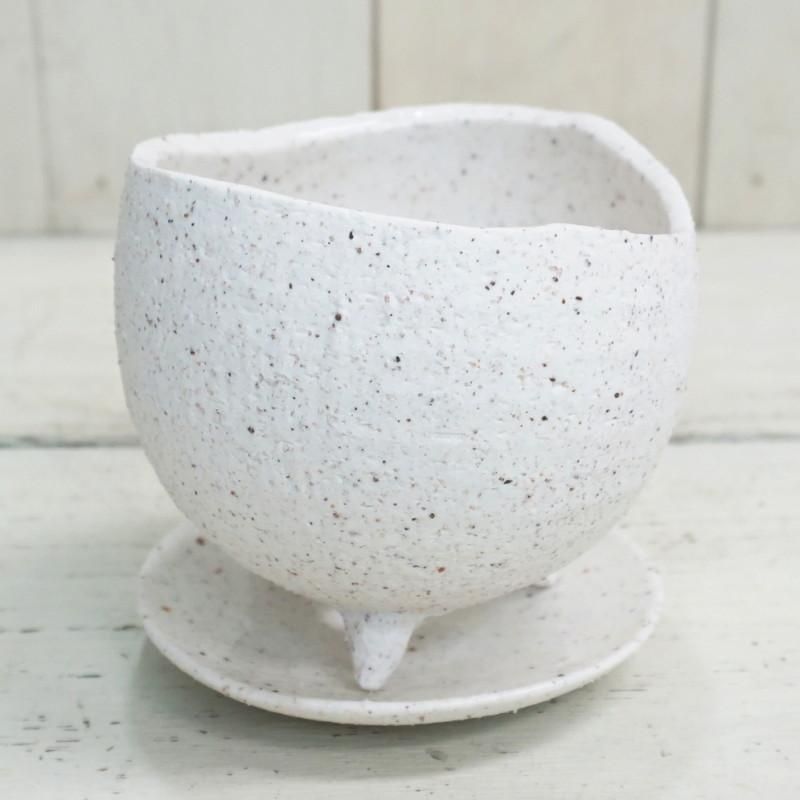 植木鉢 おしゃれ 陶器鉢 イオニアボウル足付S 10cm 3号 白 グレー