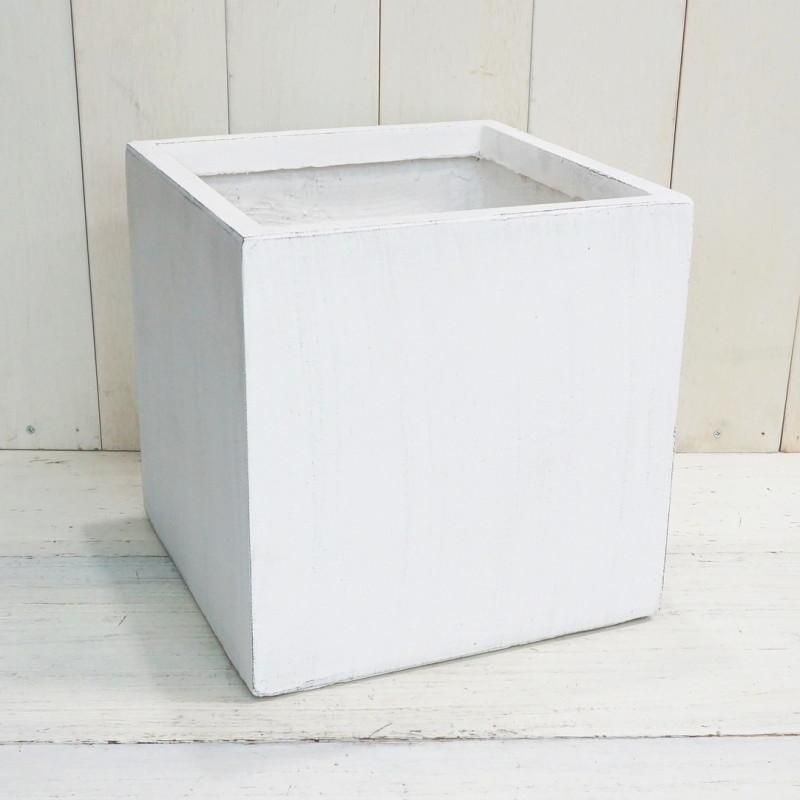 植木鉢 おしゃれ クレイキューブ S＜ファイバークレイ 25cm 軽い セメント 白 グレー 穴あり コンクリート 四角 スクエア 正方形