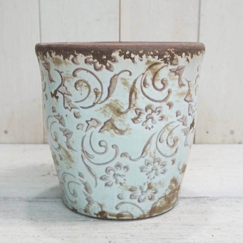 植木鉢 おしゃれ アンティーク 陶器鉢 アイシーターコイズポット