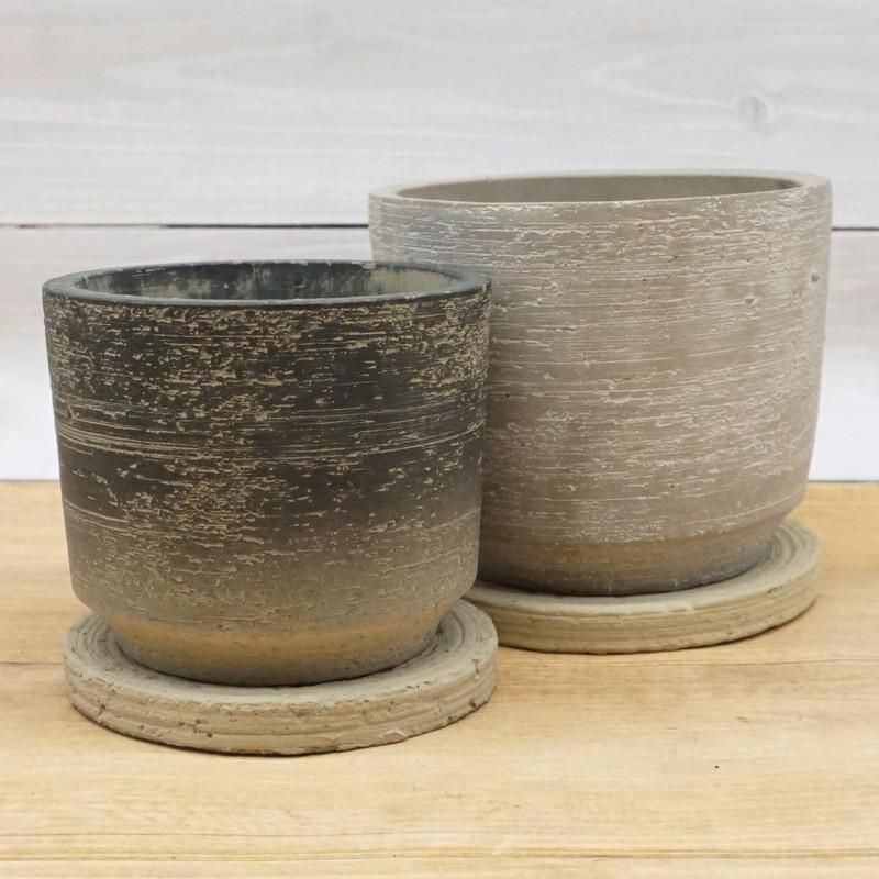 化粧鉢 植木鉢 おしゃれ セメント テトラS＜ 12cm 4号 穴あり 受け皿