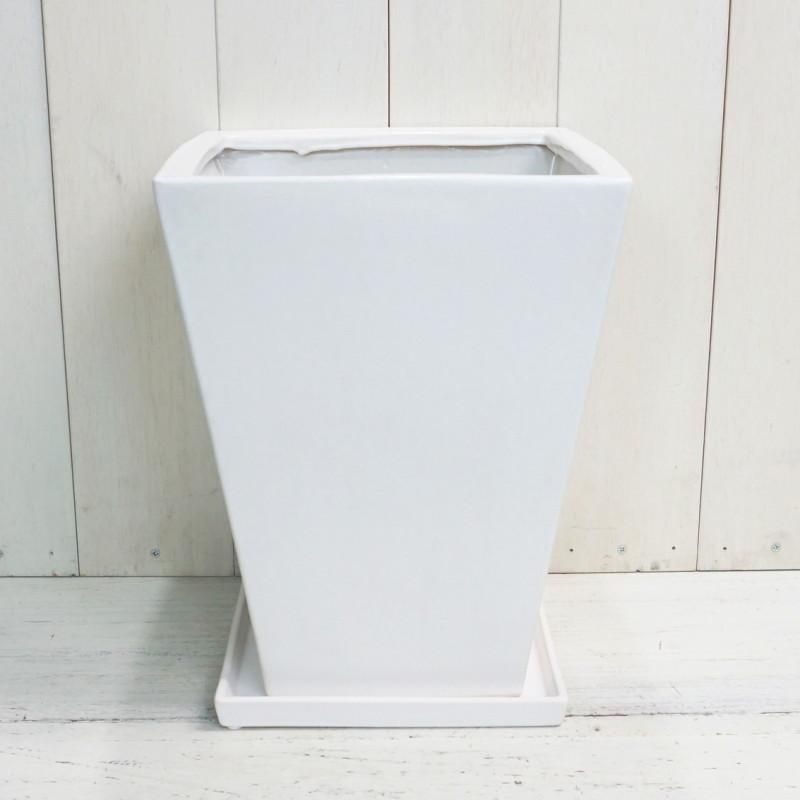 植木鉢 おしゃれ 陶器鉢 MP11 (2色)＜ 26cm 8.5号 底穴あり 受け皿付