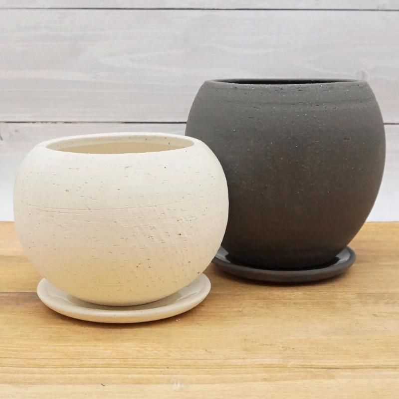 植木鉢 おしゃれ 陶器鉢 エッジボールL (2色) 16cm 5号 穴あり 受け皿