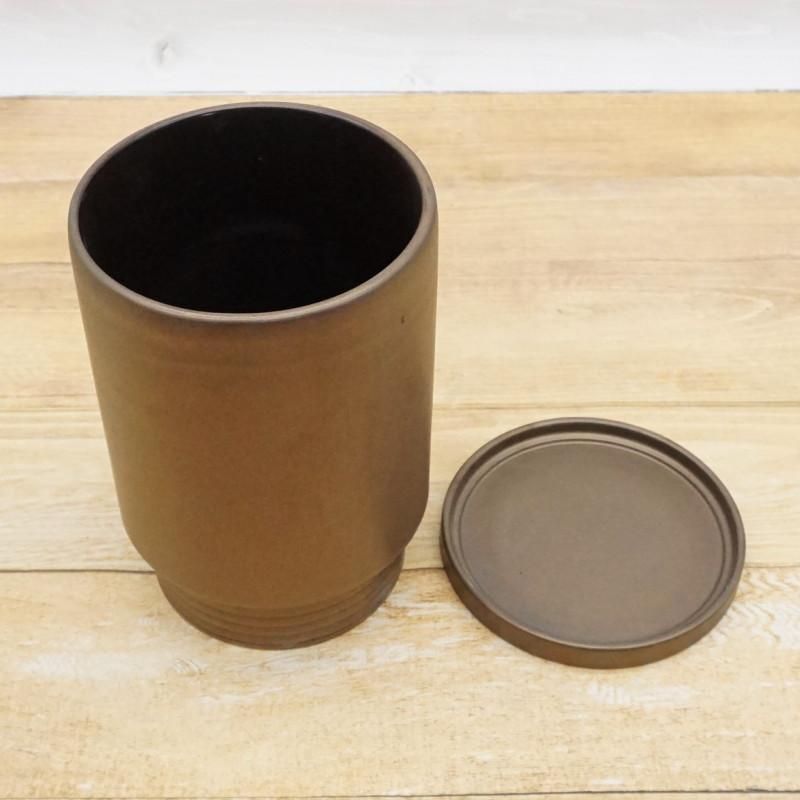 陶器製水鉢 茶色 天水鉢 -M103 - 重蔵窯