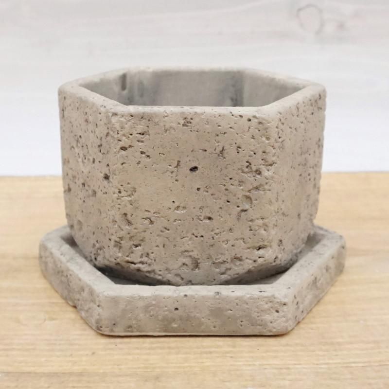 鉢 コンクリート おしゃれ アルボンヘキサゴンS 10cm 3号 グレー