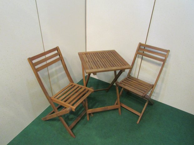 テーブル　イス　折りたたみ式　ブラウン（木目調）送料無料（京阪神エリア）