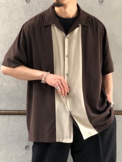 1990's Vintage 2tone Silk Shirt MOCHA&MILK