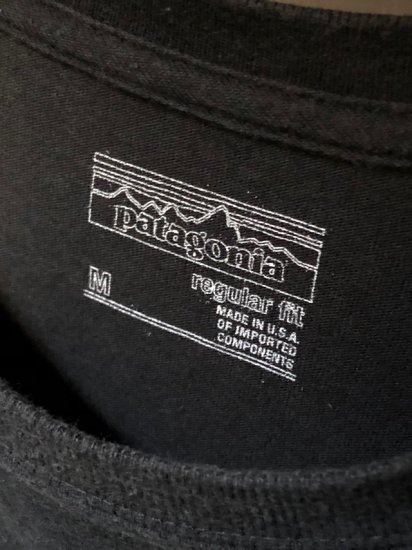 patagonia” GREAT PACIFIC IRON WORKS T-shirt BLACK Made in USA 