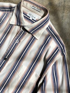 1990's PaulSmith Shadow Stripes & Weaves Pattern Cotton Shirt