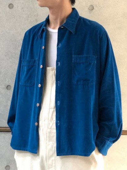 's USA Vintage 日本製の青藍系色コーデュロイシャツ size L