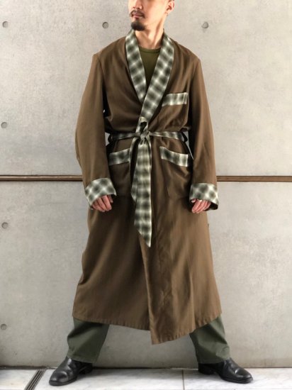 194050's Viyella Cloth,Scottish Wool Gabardine Floor Length Gown Coat