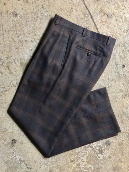 1990's Monsieur GIVENCHY 2tucks Check Trousers
size w30inch 