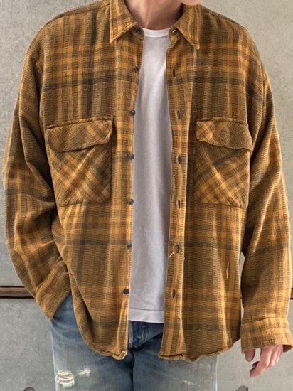 1990's Vintage Check Shirt 
yellow & brown / size L 