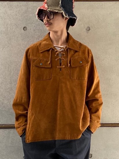 1980-90s Vintage CANYON DE CHELLY Suede Pullover shirt / size L 