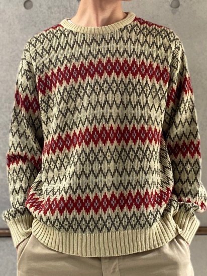 1980's Italian Vintage Acryl & cotton Knit / size 52 (Approx.L) 