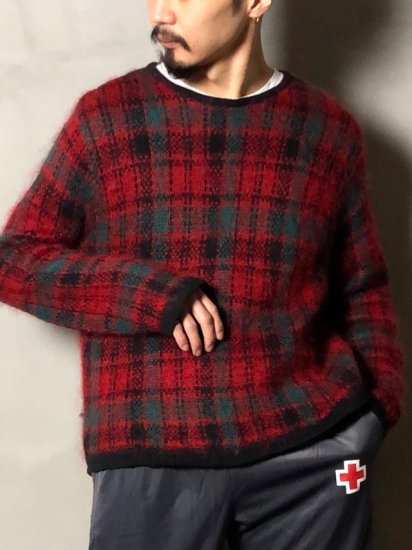 Late1990's Old GAP
Mohair Crew-neck Check Sweater