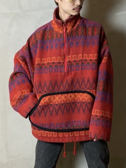 1980's German Vintage Wool Anorak Jacket "BIG POCKET"