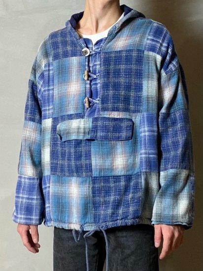 1980's Indian Cotton Flannel,Shadow Check Vintage Anorak 