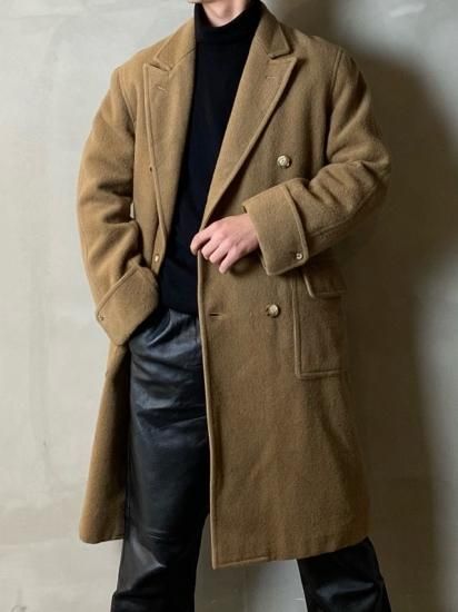 1980's Vintage Double-Breasted Chesterfield Coat, Patch Pockets