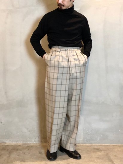 1990's Vintage Wool Trousers, Wide Silhouette Check