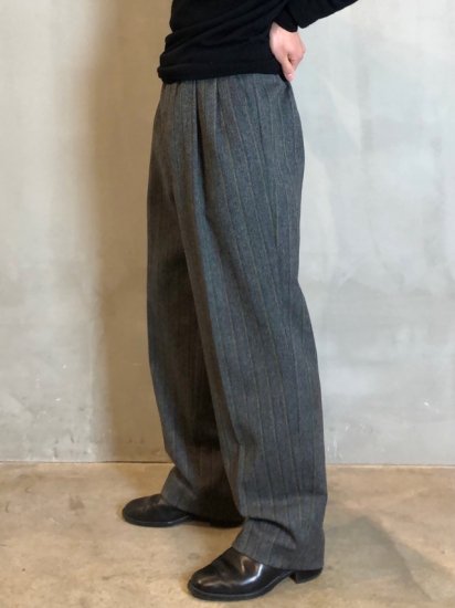 1980's Canadian Vintage Wool Stripes 2tucks Trousers 