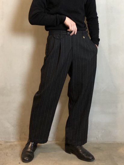 1980's Europe Vintage 2tucks Stripes Trousers
size w81 (32inch) / Made in Hungary.