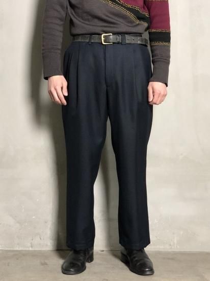 1990-00's Vintage 2tucks Trousers
Made in Spain. / Mid-night Blue Color