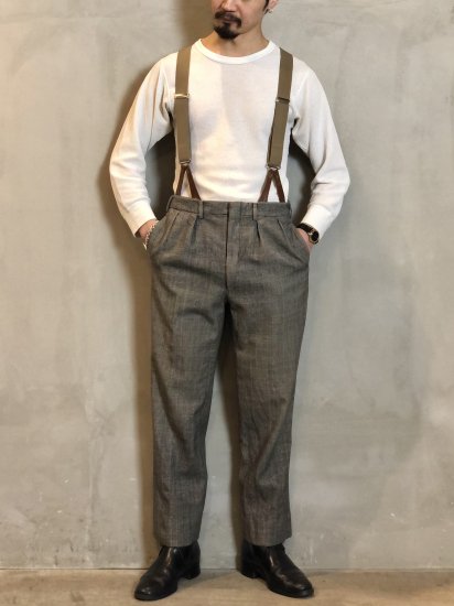 1990's Vintage RalphLauren
Wool Flannel 2tucks Trousers,  Glen Check