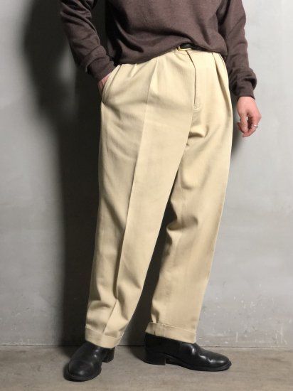 199000's Vintage RalphLauren
Soft PIQU Cloth 2tucks Wide Trourers