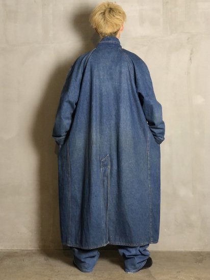 1990's Vintage Balmacaan Denim Coat
