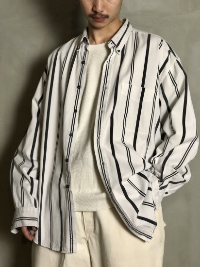 1990's OLD GAP Stripe cotton B.D.Shirt White
