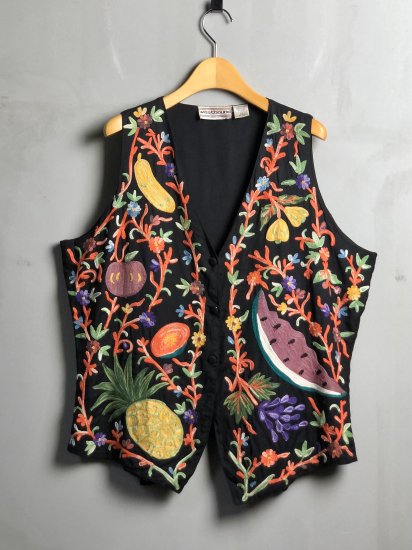 1980's Vintage Hand Embroiled Rayon Vest
