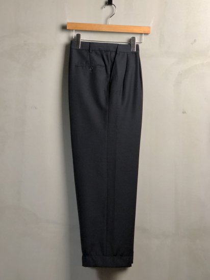 1980's Europe Vintage 2tucks Trousers BLACK
size w81 (32inch)