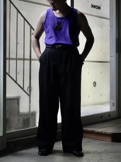 1980's Vintage DEADSTOCK,
65%Triacetate35%Wool Serge
All-Season 2tucks Trousers