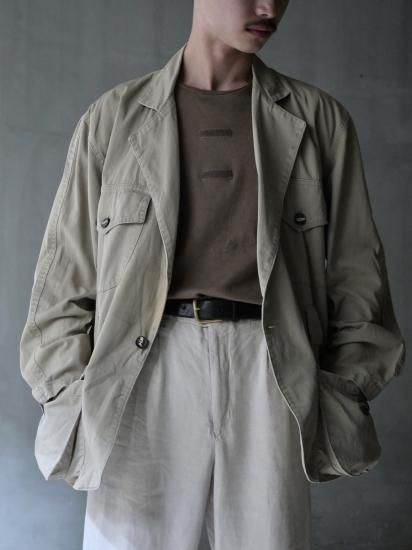1980's Europe Vintage
Safari Type Cotton Drill Summer Tailored Jacket