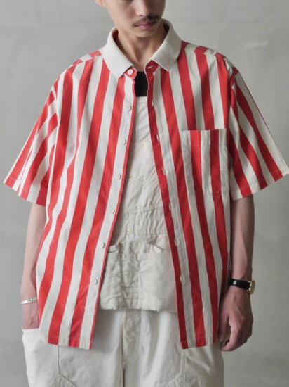 1980s Vintage Stripe Short-sleeves Cotton Shirt
