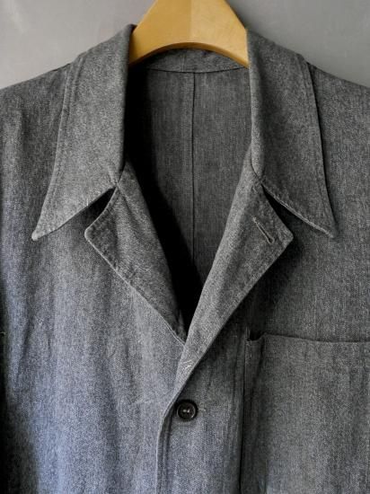 ジャケット・アウター 1940's Black chambray atelier coat 40s France Vintage Black Chambray Atelier Coat