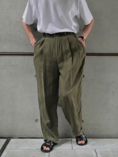 1980's French Vintage 2tucks Linen Trousers "Made in ITALY."