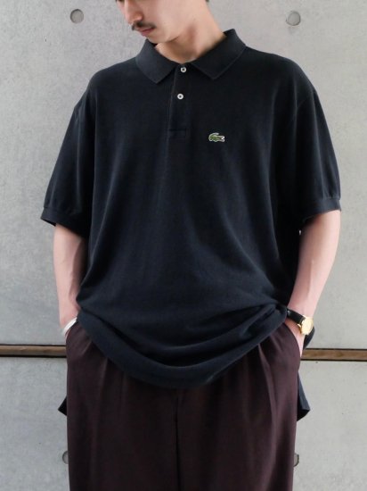 1980's Vintage LACOSTE Polo-shirt BLACK / Made in USA.
