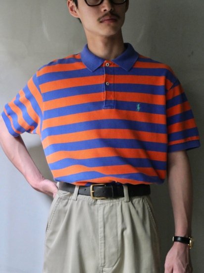 1990s Vintage RalphLauren Polo-shirt ORANGEBLUE