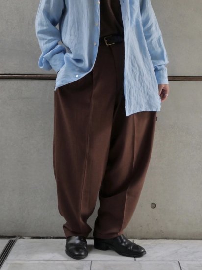 1980-90's Brown 2tucks Wide Tapered Trousers