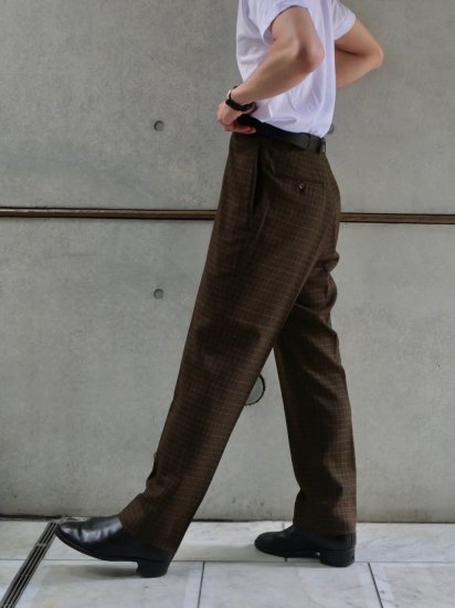 1960-70's USA Vintage
Brown Check Tapered Trousers