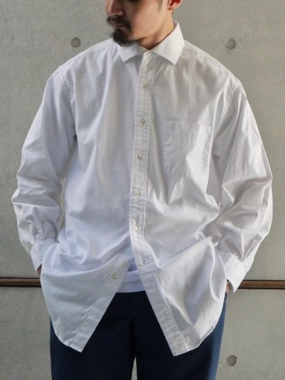 1990's Vintage BrooksBrothers
Semi Horizontal-collar Cotton Oxford Shirt WHITE "Made in USA"