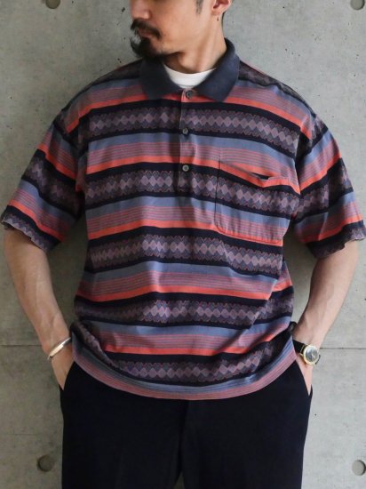 1980's Vintage Bor.G
Jacquard weave Polo-shirt MADE IN ITALY