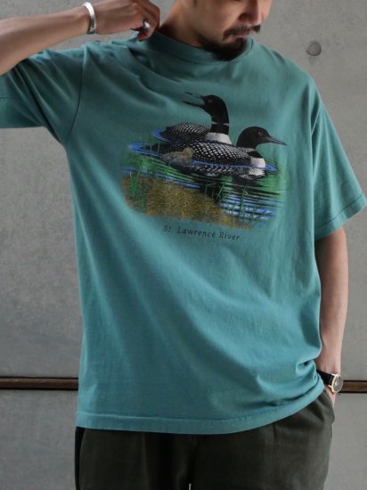 1980-90's Vintage Rubber Print T-shirt MADE IN U.S.A "Wild duck"