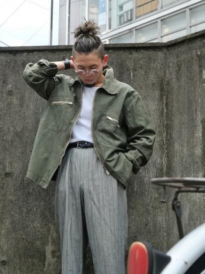 1940's Vintage French Airforce
Mechanic's Zip-up Cotton Twill Jacket