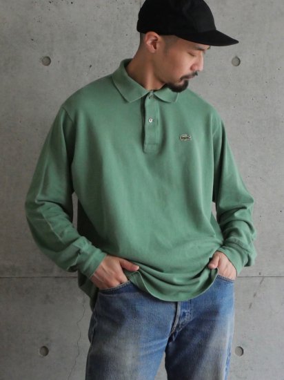 1970-80's Vintage French LACOSTE L/S Polo-shirt APPLE GREEN